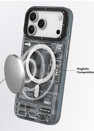 YOUNGKIT Technology Series for iPhone 17 Pro Max Magnetic Case Hard PC IMD Phone Cover