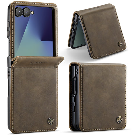 For Samsung Galaxy Z Flip7 5G Case CASEME 033 Series RFID Blocking Wallet Stand Calf Texture Leather Phone Cover