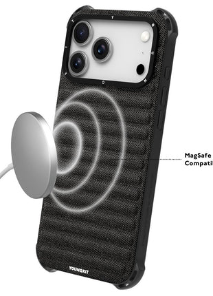 YOUNGKIT For iPhone 17 Pro Magnetic Case Jeans Cloth Texture TPU Canvas Phone Back Cover