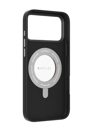 YOUNGKIT For iPhone 17 Pro Case Rotating Kickstand Shockproof TPU + PU Leather Phone Back Cover