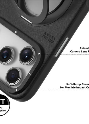 YOUNGKIT For iPhone 17 Pro Case Rotating Kickstand Shockproof TPU + PU Leather Phone Back Cover