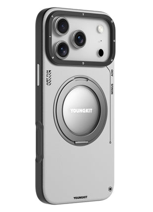 YOUNGKIT For iPhone 17 Pro Max Case Rotating Kickstand Shockproof TPU + PU Leather Phone Back Cover