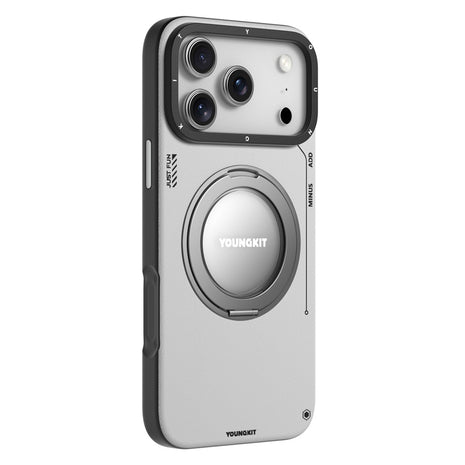 YOUNGKIT For iPhone 17 Pro Max Case Rotating Kickstand Shockproof TPU + PU Leather Phone Back Cover