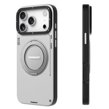 YOUNGKIT For iPhone 17 Pro Max Case Rotating Kickstand Shockproof TPU + PU Leather Phone Back Cover