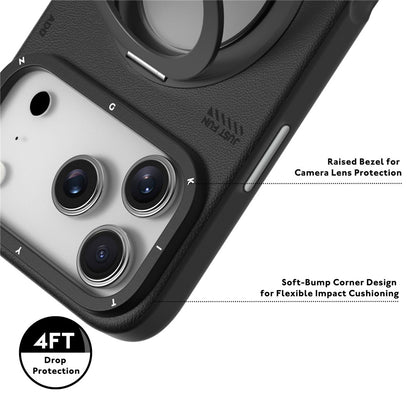 YOUNGKIT For iPhone 17 Pro Max Case Rotating Kickstand Shockproof TPU + PU Leather Phone Back Cover
