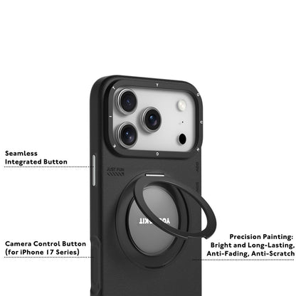 YOUNGKIT For iPhone 17 Pro Max Case Rotating Kickstand Shockproof TPU + PU Leather Phone Back Cover