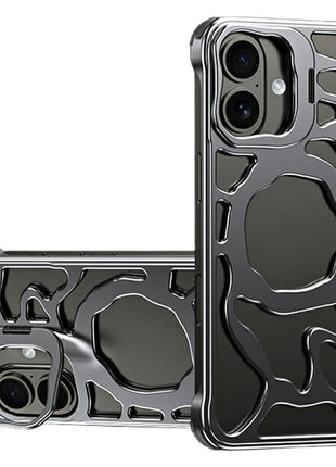 Auspicious Cloud Series For iPhone 17 Hollow Case Aluminum Alloy Kickstand Magnetic Phone Cover