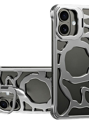 Auspicious Cloud Series For iPhone 17 Hollow Case Aluminum Alloy Kickstand Magnetic Phone Cover