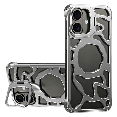 Auspicious Cloud Series For iPhone 17 Hollow Case Aluminum Alloy Kickstand Magnetic Phone Cover