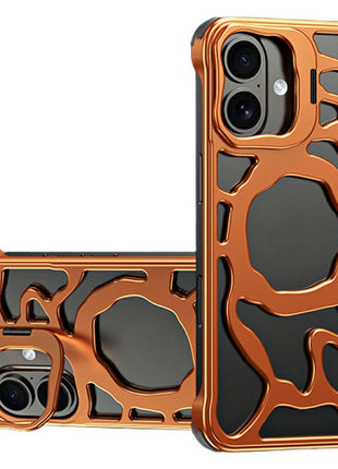 Auspicious Cloud Series For iPhone 17 Hollow Case Aluminum Alloy Kickstand Magnetic Phone Cover