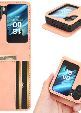 Skin-Touch Phone Case for Oppo Find N2 Flip 5G Separable Design Leather Coated PC Cover with Wallet