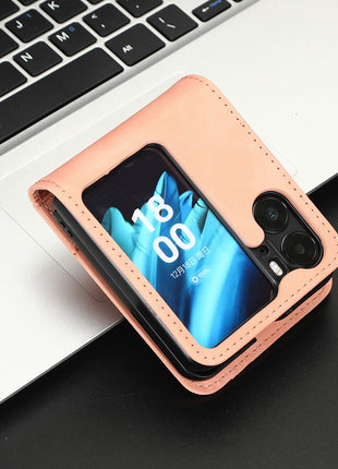 Skin-Touch Phone Case for Oppo Find N2 Flip 5G Separable Design Leather Coated PC Cover with Wallet