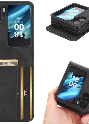 Skin-Touch Phone Case for Oppo Find N2 Flip 5G Separable Design Leather Coated PC Cover with Wallet