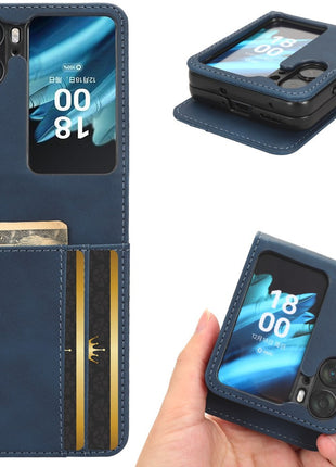 Skin-Touch Phone Case for Oppo Find N2 Flip 5G Separable Design Leather Coated PC Cover with Wallet