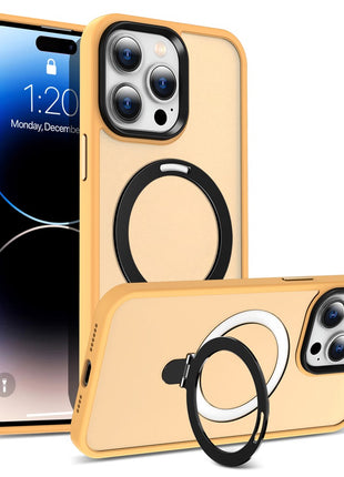 For iPhone 14 Pro Max Magnetic Ring Kickstand Phone Cover PC+TPU Phone Cover Compatible with MagSafe