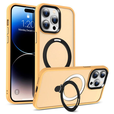 For iPhone 14 Pro Max Magnetic Ring Kickstand Phone Cover PC+TPU Phone Cover Compatible with MagSafe