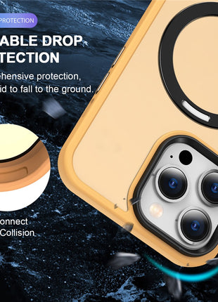 For iPhone 14 Pro Max Magnetic Ring Kickstand Phone Cover PC+TPU Phone Cover Compatible with MagSafe