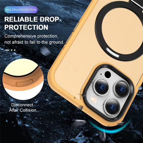 For iPhone 14 Pro Max Magnetic Ring Kickstand Phone Cover PC+TPU Phone Cover Compatible with MagSafe