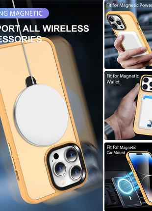 For iPhone 14 Pro Max Magnetic Ring Kickstand Phone Cover PC+TPU Phone Cover Compatible with MagSafe