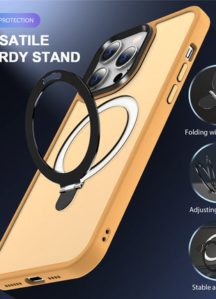 For iPhone 14 Pro Max Magnetic Ring Kickstand Phone Cover PC+TPU Phone Cover Compatible with MagSafe