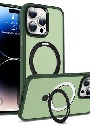 For iPhone 14 Pro Max Magnetic Ring Kickstand Phone Cover PC+TPU Phone Cover Compatible with MagSafe