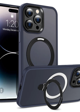 For iPhone 14 Pro Max Magnetic Ring Kickstand Phone Cover PC+TPU Phone Cover Compatible with MagSafe