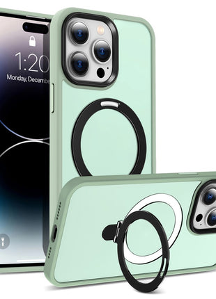 For iPhone 14 Pro Max Magnetic Ring Kickstand Phone Cover PC+TPU Phone Cover Compatible with MagSafe