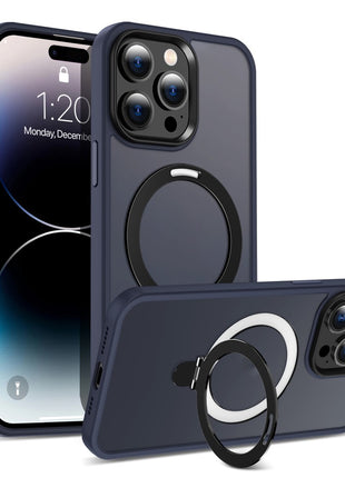For iPhone 14 Pro Magnetic Phone Case Compatible with MagSafe PC+TPU Ring Kickstand Protective Cover