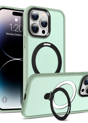 For iPhone 14 Pro Magnetic Phone Case Compatible with MagSafe PC+TPU Ring Kickstand Protective Cover