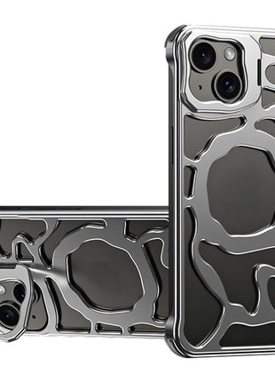 Auspicious Cloud Series For iPhone 13 Magnetic Case Aluminum Alloy Hollow Kickstand Phone Cover