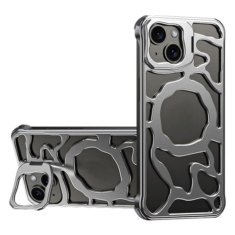 Auspicious Cloud Series For iPhone 13 Magnetic Case Aluminum Alloy Hollow Kickstand Phone Cover