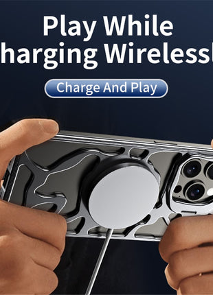 Auspicious Cloud Series For iPhone 13 Magnetic Case Aluminum Alloy Hollow Kickstand Phone Cover