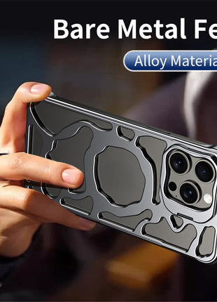 Auspicious Cloud Series For iPhone 13 Magnetic Case Aluminum Alloy Hollow Kickstand Phone Cover