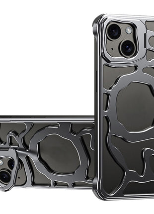 Auspicious Cloud Series For iPhone 13 Magnetic Case Aluminum Alloy Hollow Kickstand Phone Cover