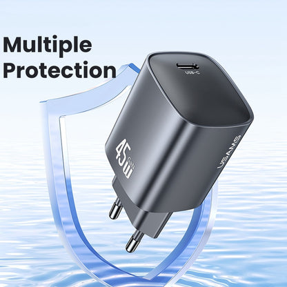 USAMS T66 45W GaN Fast Charger Portable Power Adapter for Phone / Tablet / Laptop, EU Plug