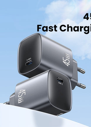 USAMS T66 45W GaN Fast Charger Portable Power Adapter for Phone / Tablet / Laptop, EU Plug