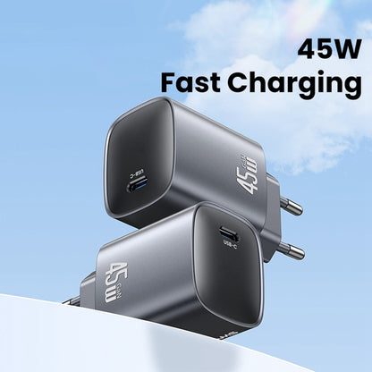 USAMS T66 45W GaN Fast Charger Portable Power Adapter for Phone / Tablet / Laptop, EU Plug