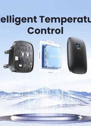 USAMS T66 45W GaN Fast Charger Portable Power Adapter for Phone / Tablet / Laptop, EU Plug