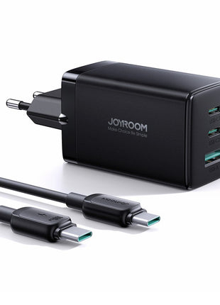 JOYROOM TCG01 GaN Ultra 65W 3-Port Fast Charger Set with 1.2m 100W Type-C Cable for iPhone 16-15 Series Mini Wall Charger (EU Plug)
