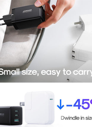 JOYROOM TCG01 GaN Ultra 65W 3-Port Fast Charger Set with 1.2m 100W Type-C Cable for iPhone 16-15 Series Mini Wall Charger (EU Plug)