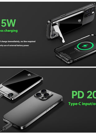 F15 10000mAh Ultra Thin Portable Power Bank 15W Wireless Magnetic Charger with Foldable Stand