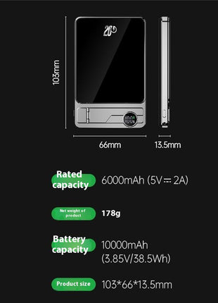 F15 10000mAh Ultra Thin Portable Power Bank 15W Wireless Magnetic Charger with Foldable Stand