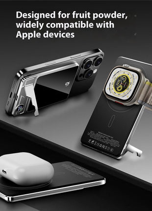 F15 10000mAh Ultra Thin Portable Power Bank 15W Wireless Magnetic Charger with Foldable Stand