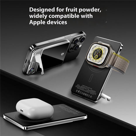 F15 10000mAh Ultra Thin Portable Power Bank 15W Wireless Magnetic Charger with Foldable Stand