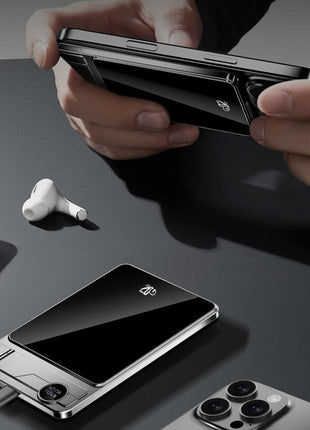 F15 10000mAh Ultra Thin Portable Power Bank 15W Wireless Magnetic Charger with Foldable Stand