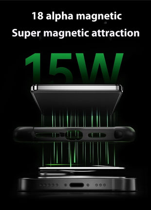F15 10000mAh Ultra Thin Portable Power Bank 15W Wireless Magnetic Charger with Foldable Stand